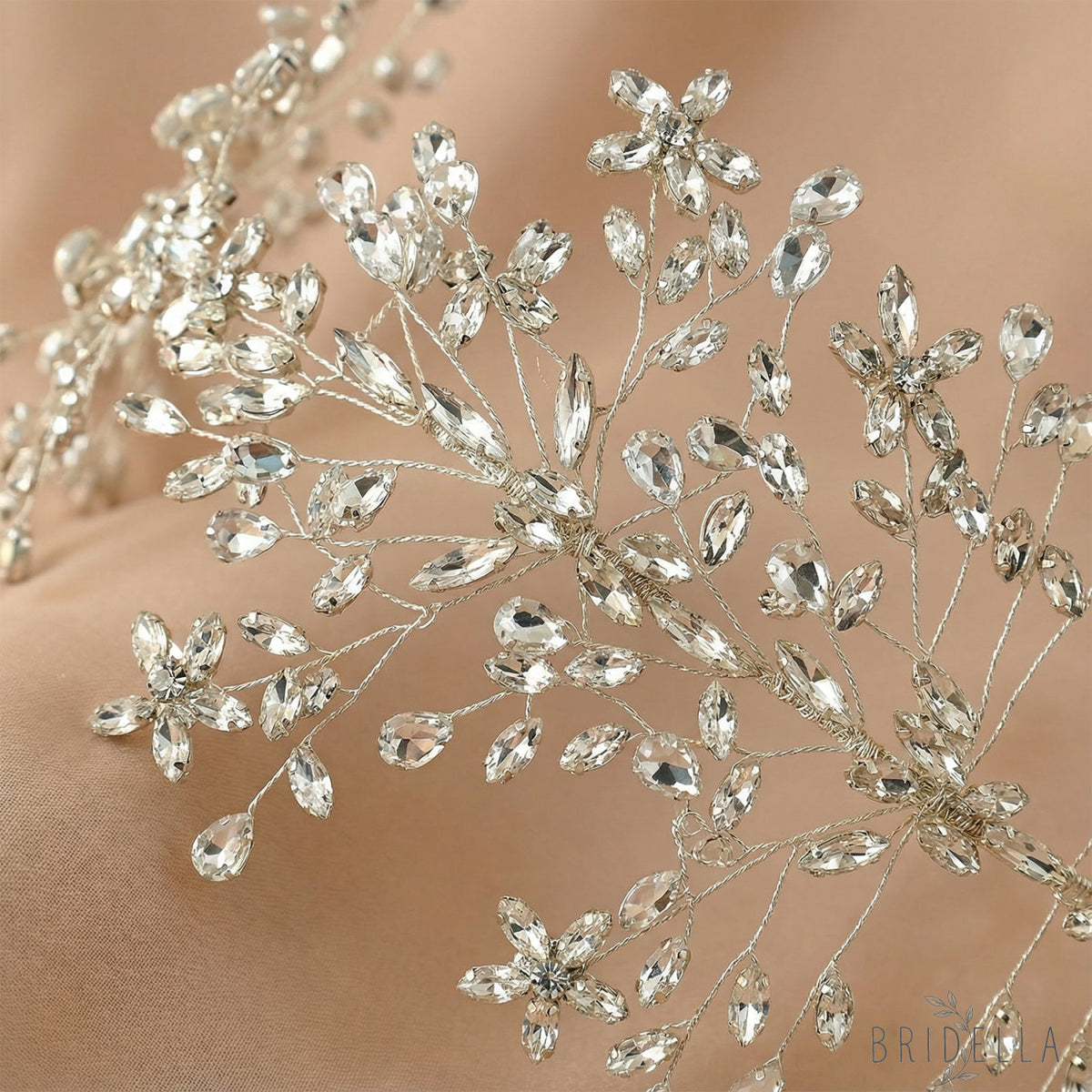 Silver Rhinestone Bridal Tiara Crown Wedding - Bridella BHP414-S - Silvery - HEADWEAR