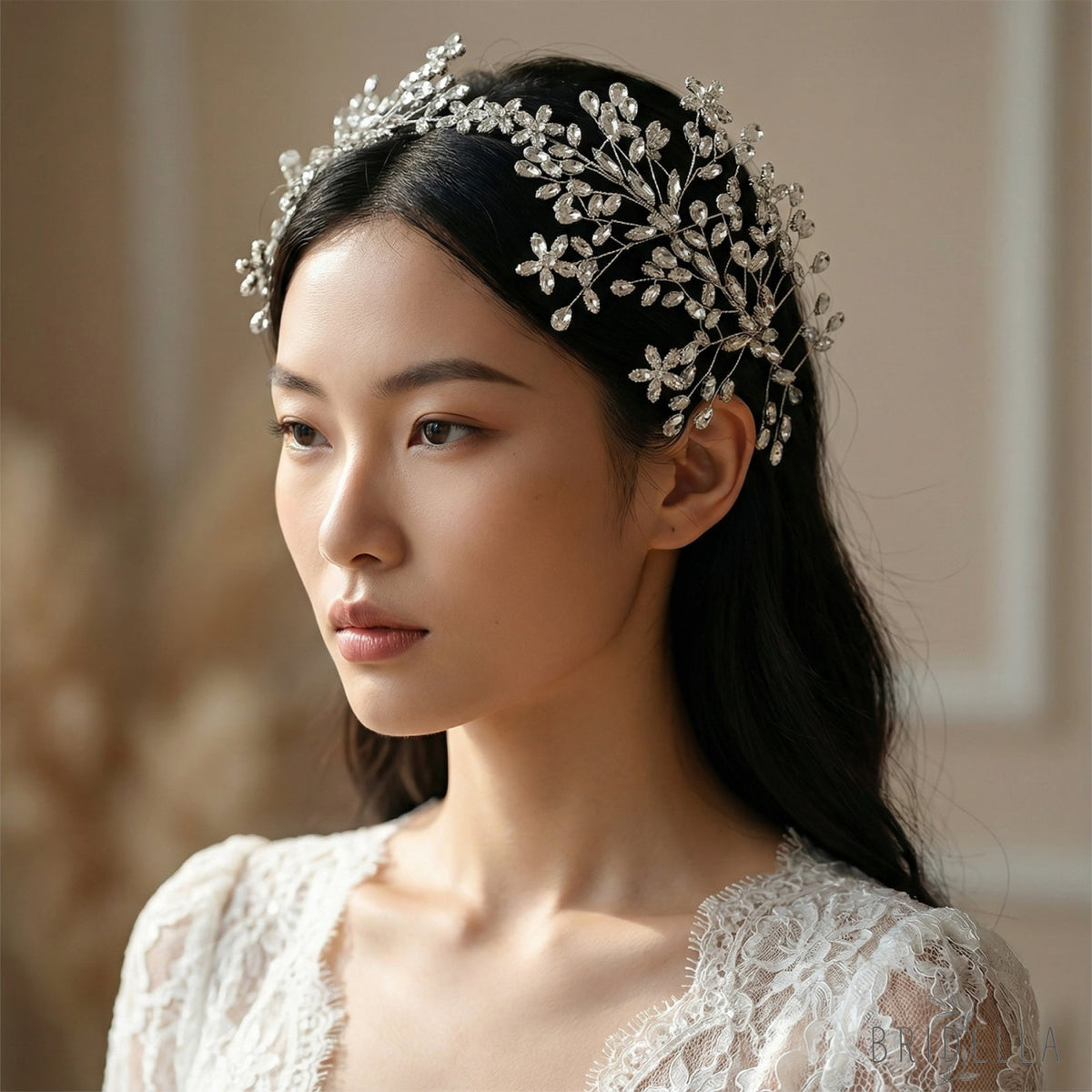 Silver Rhinestone Bridal Tiara Crown Wedding - Bridella BHP414-S - Silvery - HEADWEAR