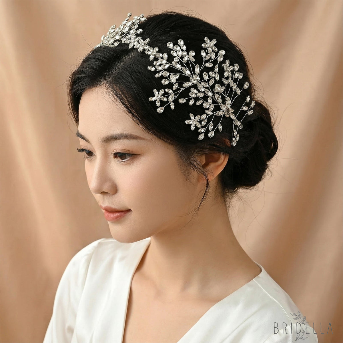 Silver Rhinestone Bridal Tiara Crown Wedding - Bridella BHP414-S - Silvery - HEADWEAR