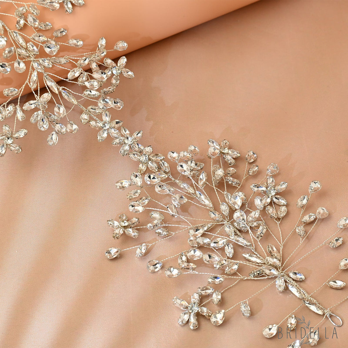 Silver Rhinestone Bridal Tiara Crown Wedding - Bridella BHP414-S - Silvery - HEADWEAR
