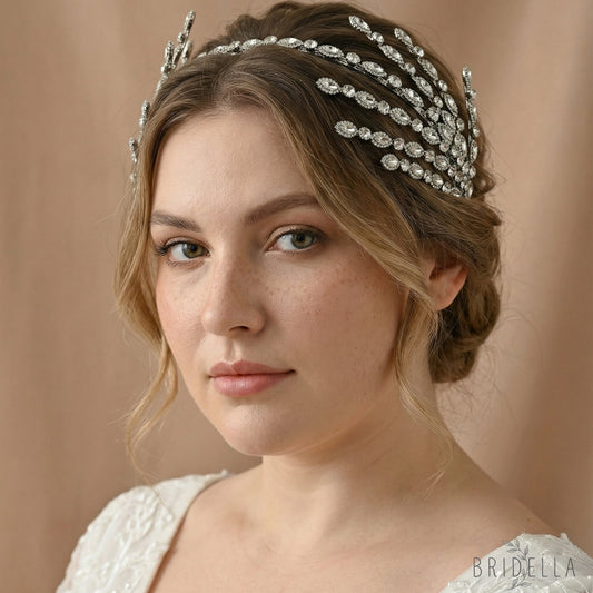 Silver Rhinestone Bridal Tiara Wedding Hair Crown - Bridella BHP533-S - Silvery - HEADWEAR