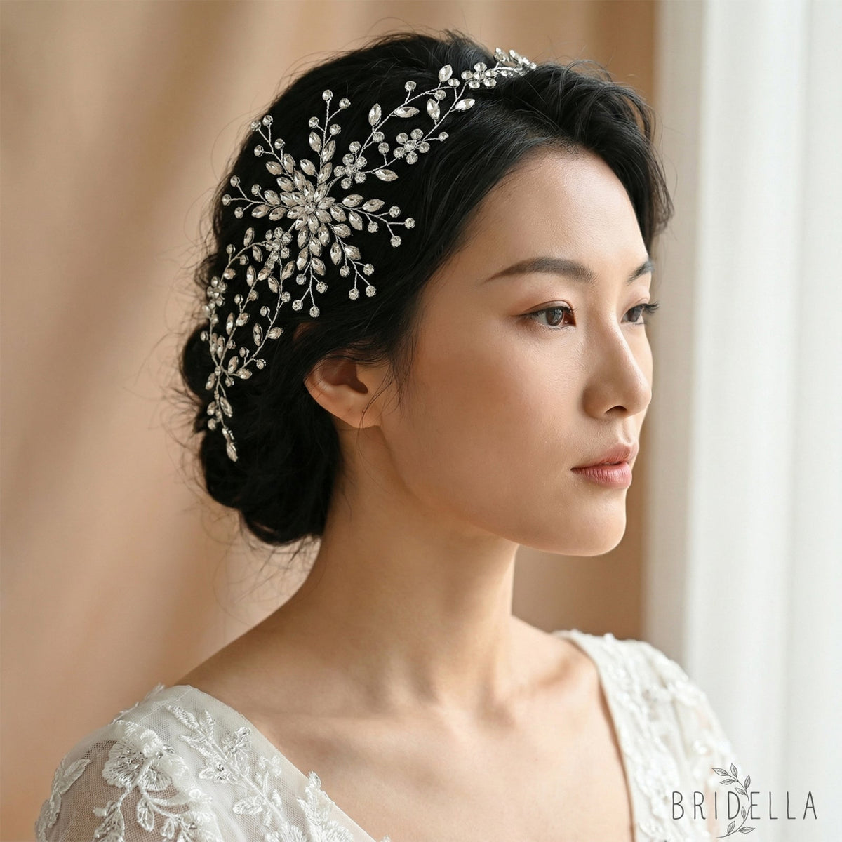 Silver Rhinestone Bridal Tiara Wedding Headpiece - Bridella BHP242-S - Silvery - HEADWEAR