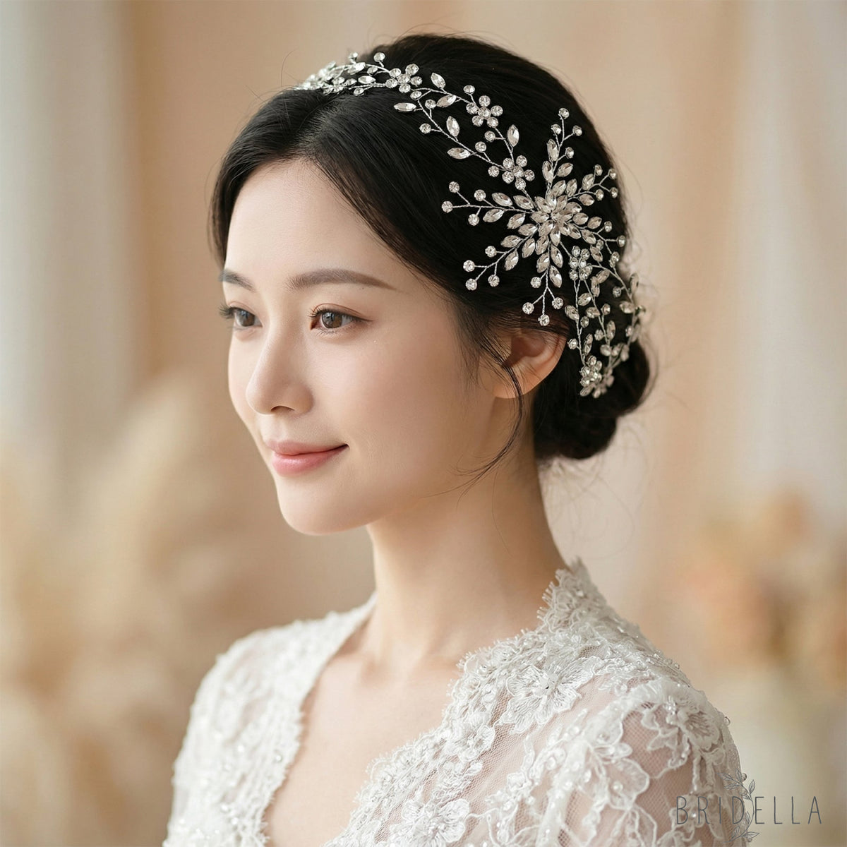 Silver Rhinestone Bridal Tiara Wedding Headpiece - Bridella BHP242-S - Silvery - HEADWEAR