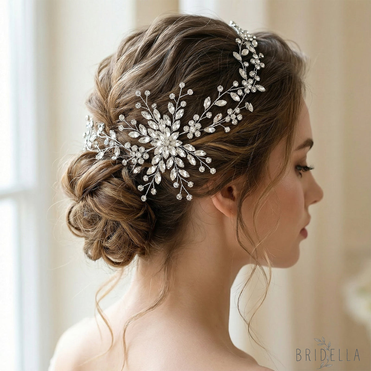 Silver Rhinestone Bridal Tiara Wedding Headpiece - Bridella BHP242-S - Silvery - HEADWEAR