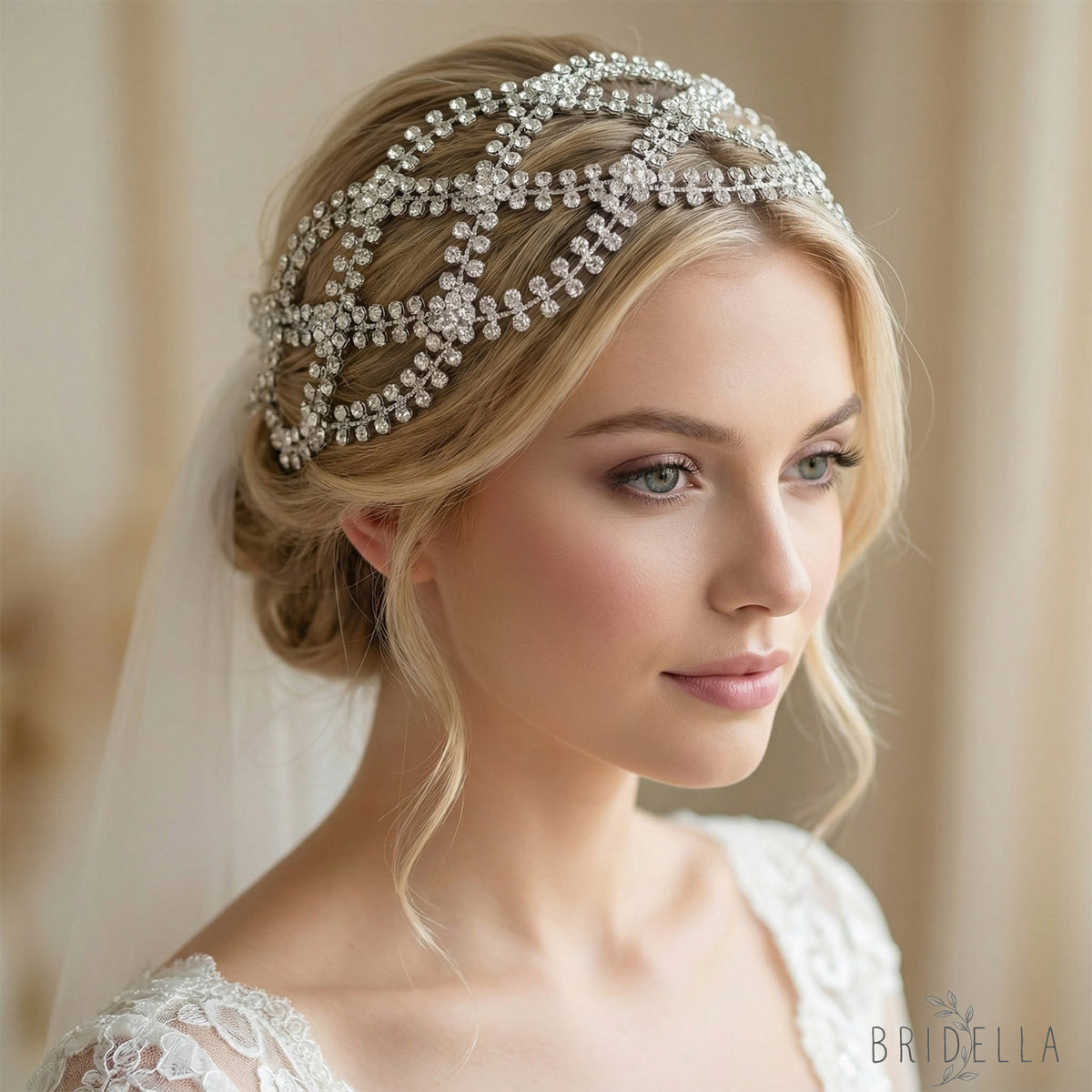 Silver Rhinestone Bridal Tiara Wedding Headpiece - Bridella BHP243-S - Silvery - HEADWEAR
