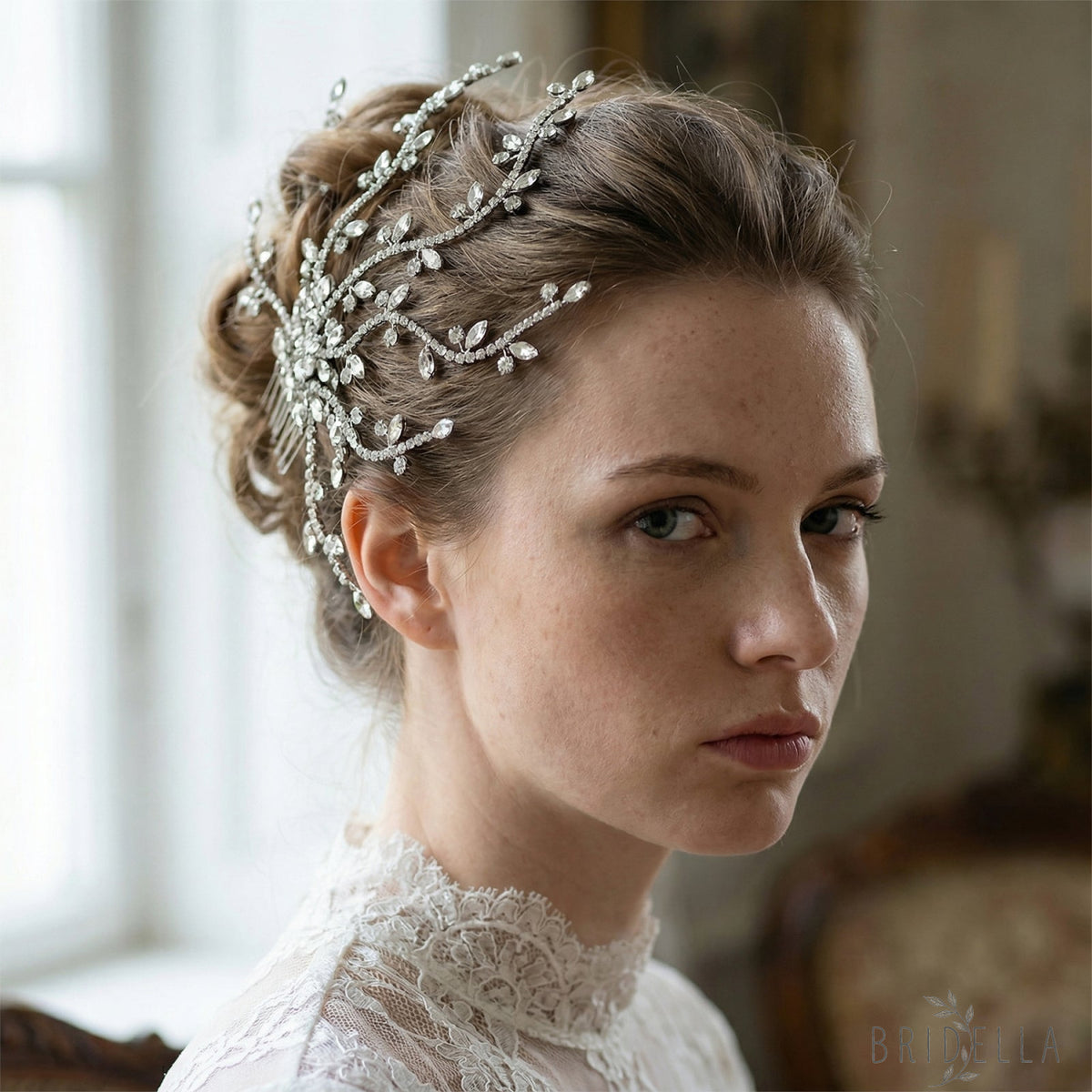 Silver Rhinestone Bridal Tiara Wedding Headpiece - Bridella BHP481-S - Silvery - HEADWEAR