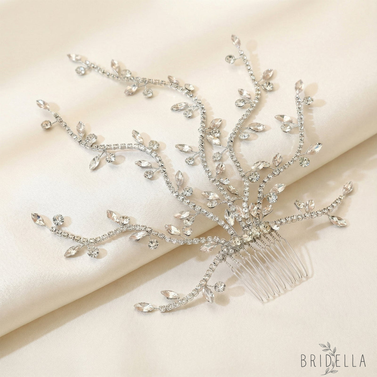 Silver Rhinestone Bridal Tiara Wedding Headpiece - Bridella BHP481-S - Silvery - HEADWEAR