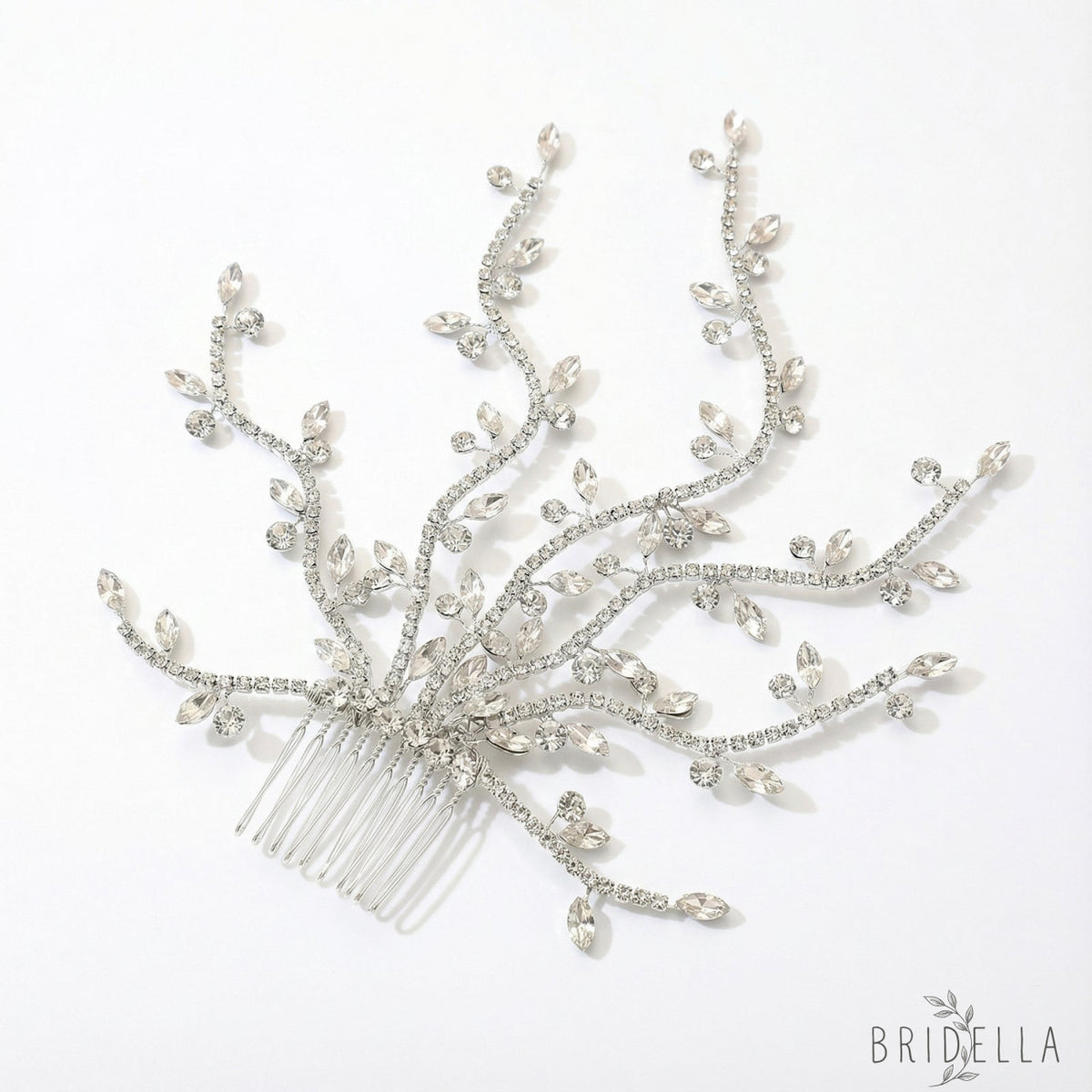 Silver Rhinestone Bridal Tiara Wedding Headpiece - Bridella BHP481-S - Silvery - HEADWEAR