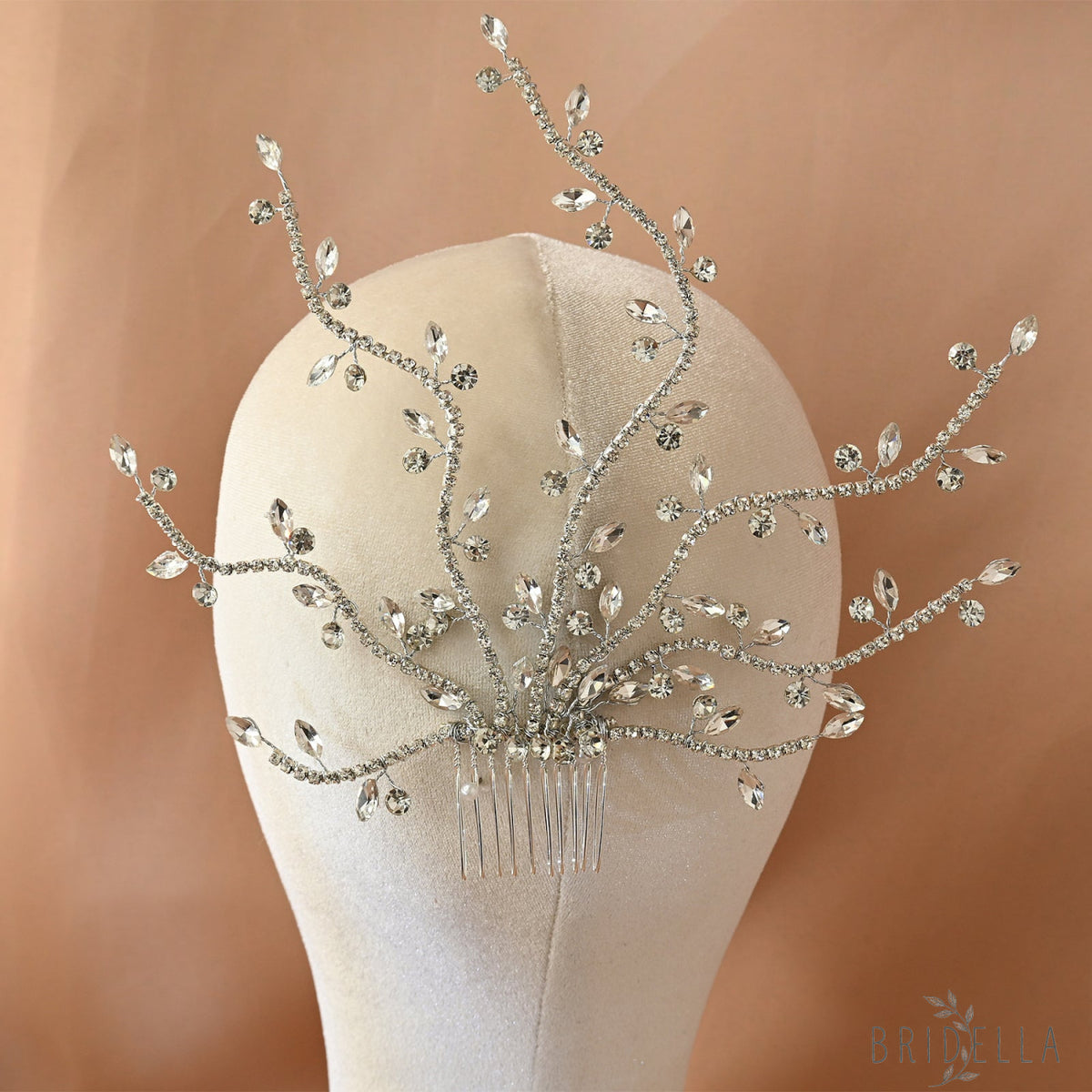 Silver Rhinestone Bridal Tiara Wedding Headpiece - Bridella BHP481-S - Silvery - HEADWEAR