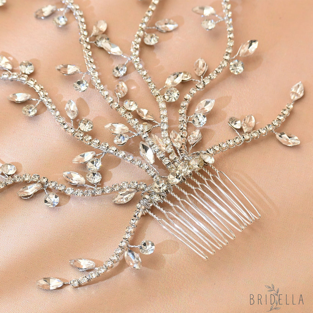Silver Rhinestone Bridal Tiara Wedding Headpiece - Bridella BHP481-S - Silvery - HEADWEAR