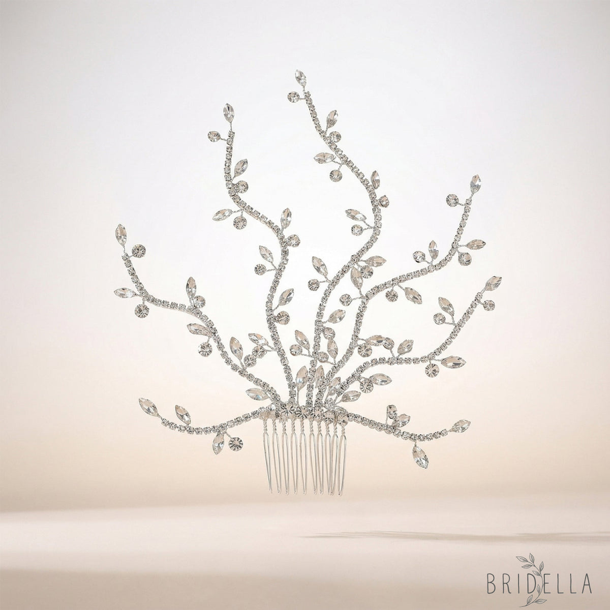 Silver Rhinestone Bridal Tiara Wedding Headpiece - Bridella BHP481-S - Silvery - HEADWEAR