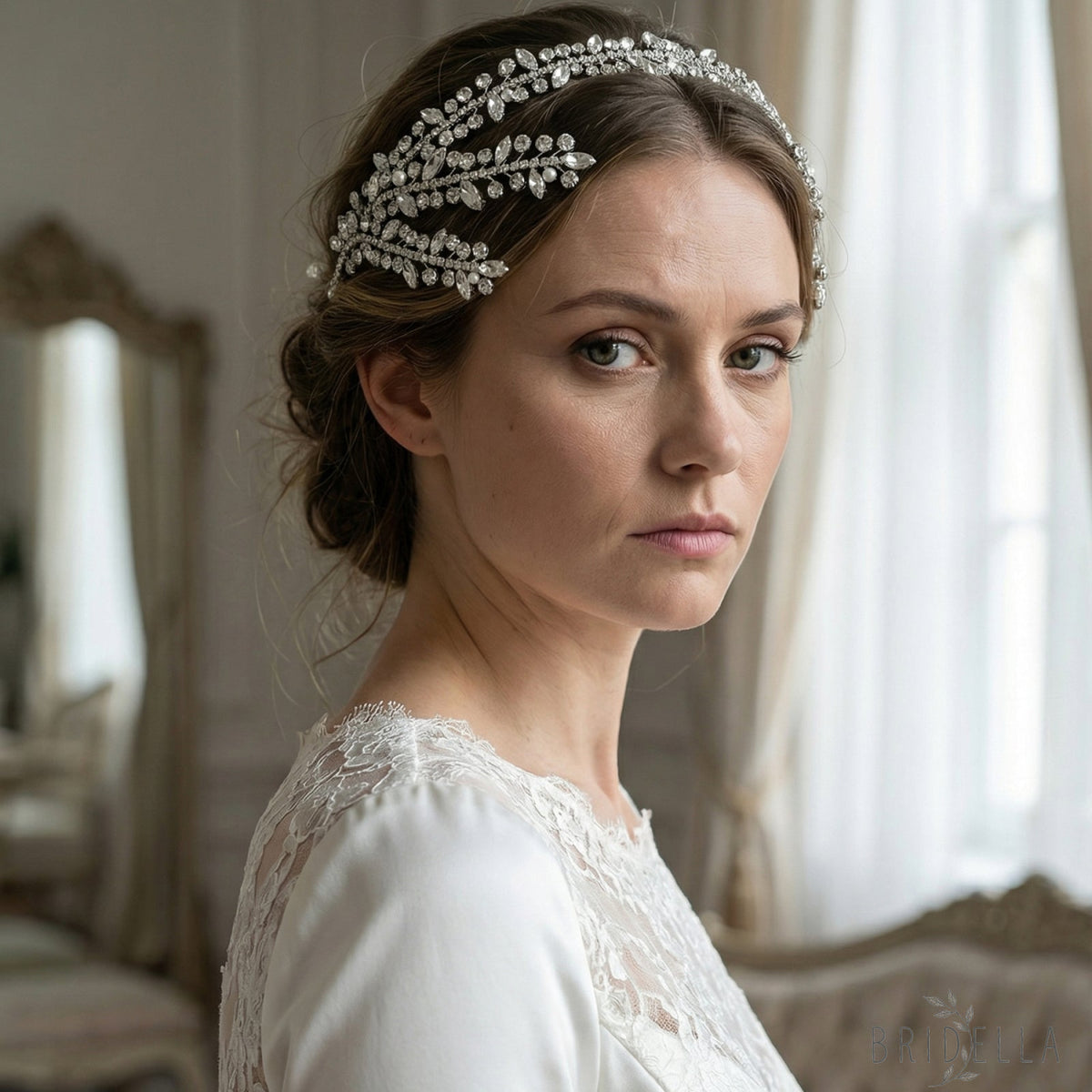 Silver Rhinestone Bridal Tiara Wedding Headpiece - Bridella BHP496-S - Silvery - HEADWEAR