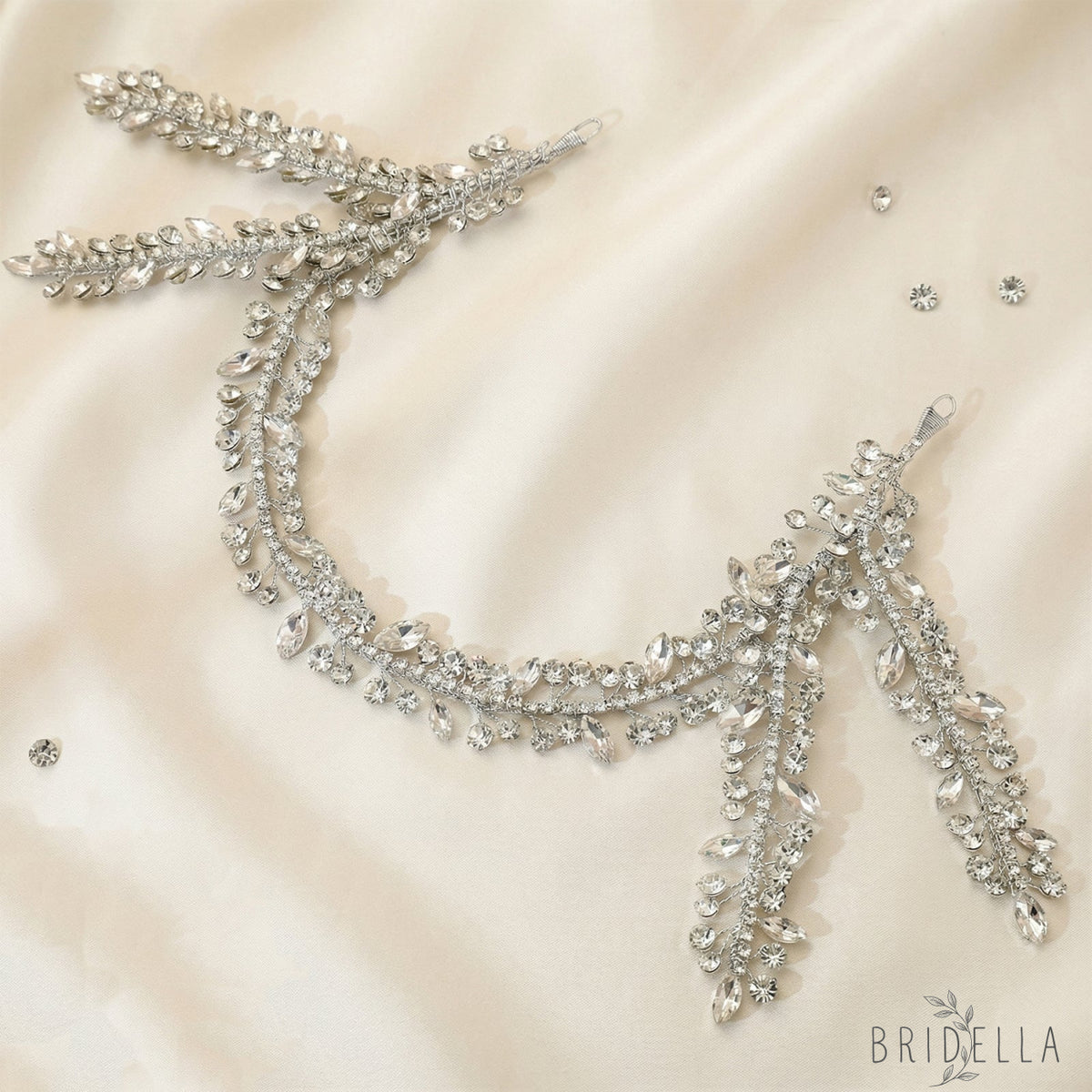 Silver Rhinestone Bridal Tiara Wedding Headpiece - Bridella BHP496-S - Silvery - HEADWEAR