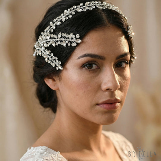 Silver Rhinestone Bridal Tiara Wedding Headpiece - Bridella BHP496-S - Silvery - HEADWEAR