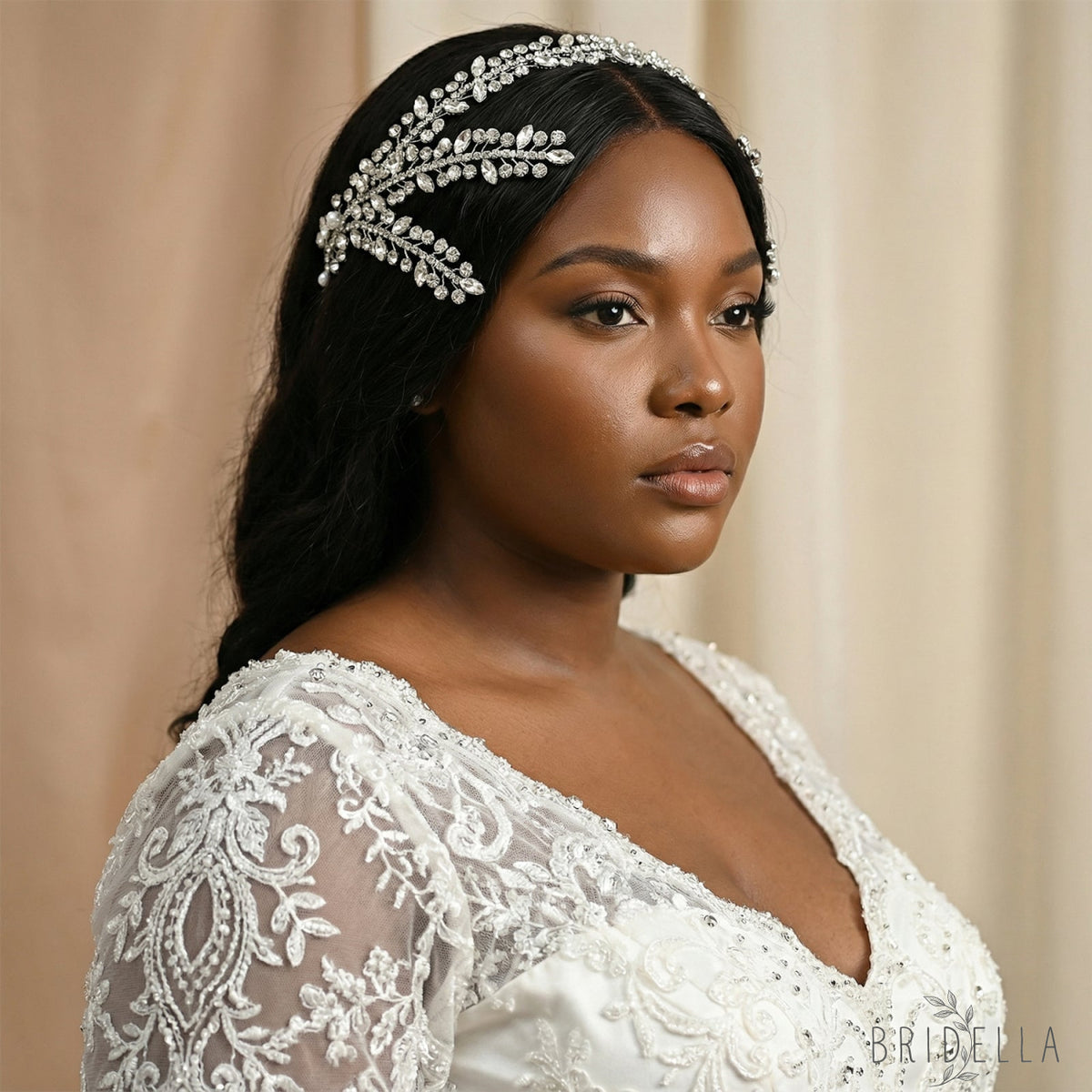 Silver Rhinestone Bridal Tiara Wedding Headpiece - Bridella BHP496-S - Silvery - HEADWEAR
