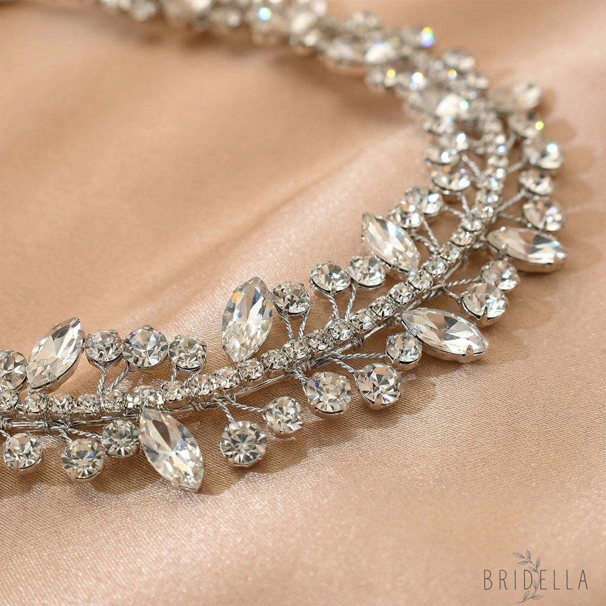Silver Rhinestone Bridal Tiara Wedding Headpiece - Bridella BHP496-S - Silvery - HEADWEAR