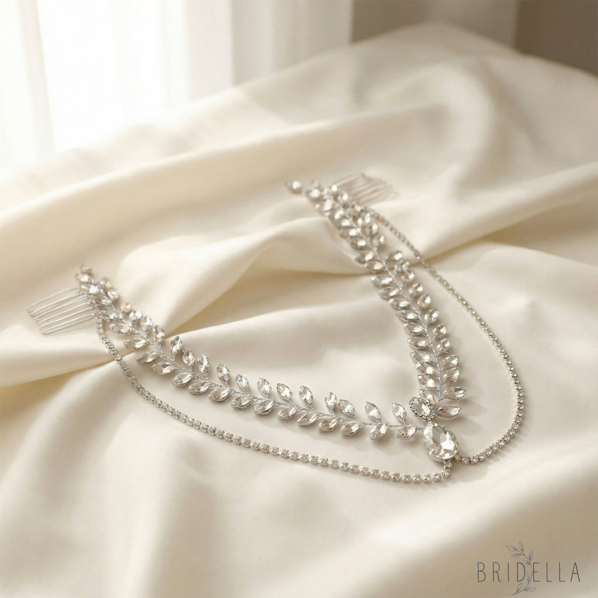 Silver Rhinestone Bridal Tiara Wedding Headpiece - Bridella BHP524-S - Silvery - HEADWEAR
