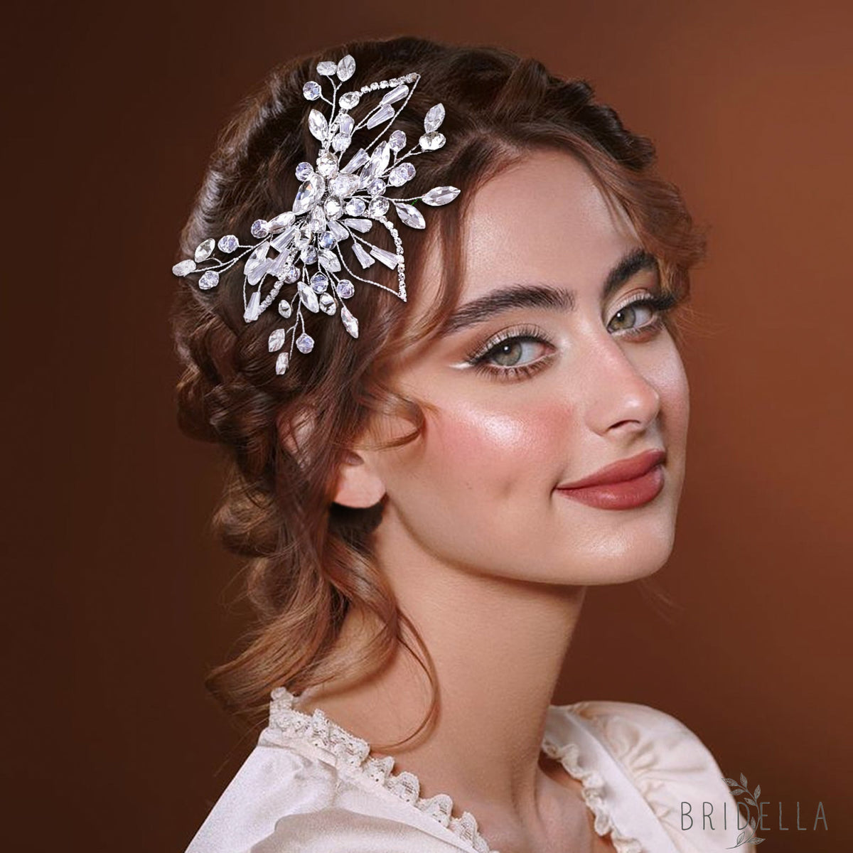 BHP831-S silver rhinestone crystal hair comb