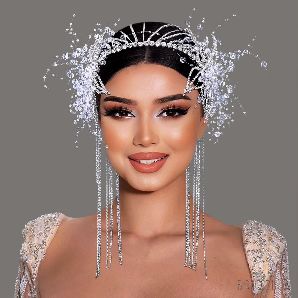 BHP750-S silver rhinestone crystal headband