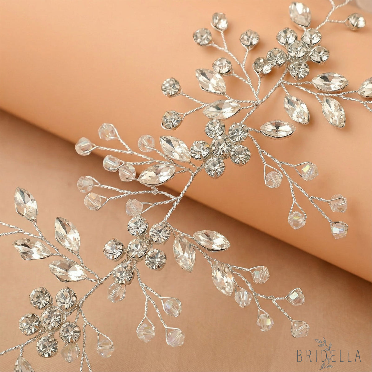 Silver Rhinestone Crystal Bridal Headband Wedding Hairpiece - Bridella BHP65-S - HEADWEAR