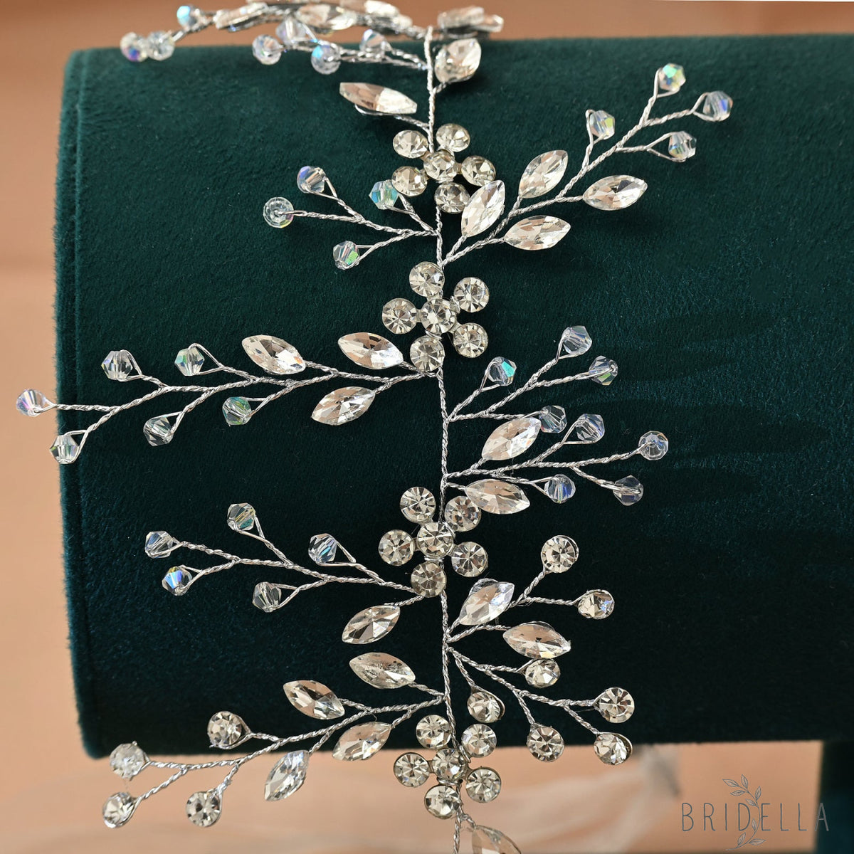 Silver Rhinestone Crystal Bridal Headband Wedding Hairpiece - Bridella BHP65-S - HEADWEAR