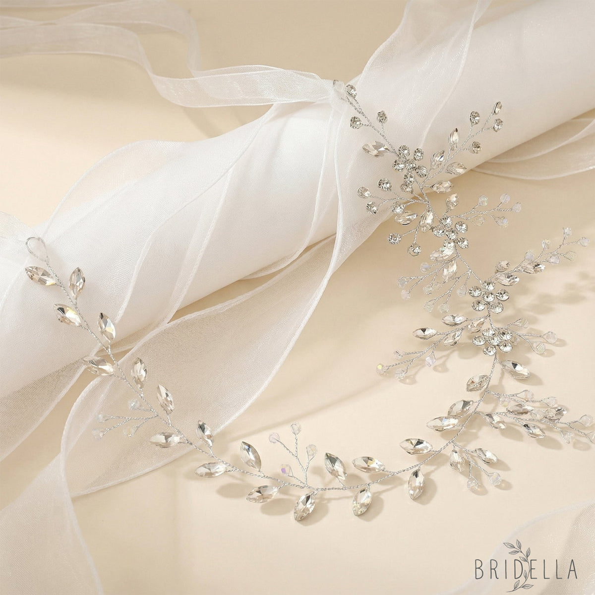 Silver Rhinestone Crystal Bridal Headband Wedding Hairpiece - Bridella BHP65-S - silver - HEADWEAR