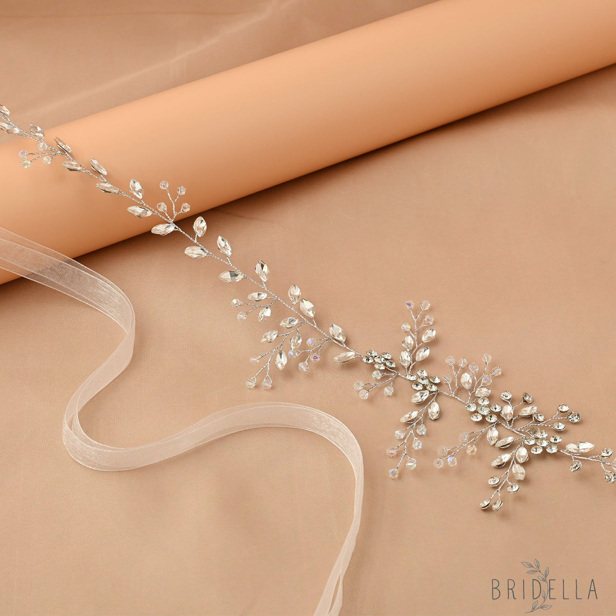 Silver Rhinestone Crystal Bridal Headband Wedding Hairpiece - Bridella BHP65-S - HEADWEAR