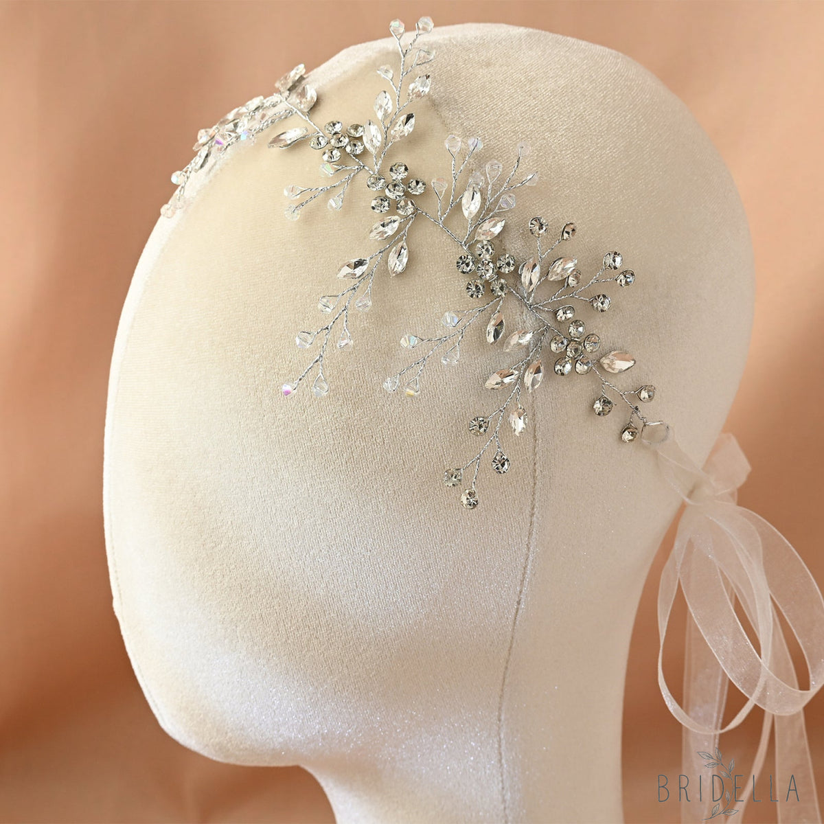 Silver Rhinestone Crystal Bridal Headband Wedding Hairpiece - Bridella BHP65-S - HEADWEAR