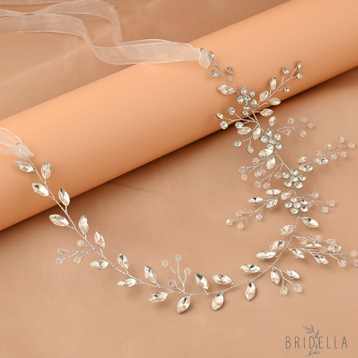 Silver Rhinestone Crystal Bridal Headband Wedding Hairpiece - Bridella BHP65-S - HEADWEAR