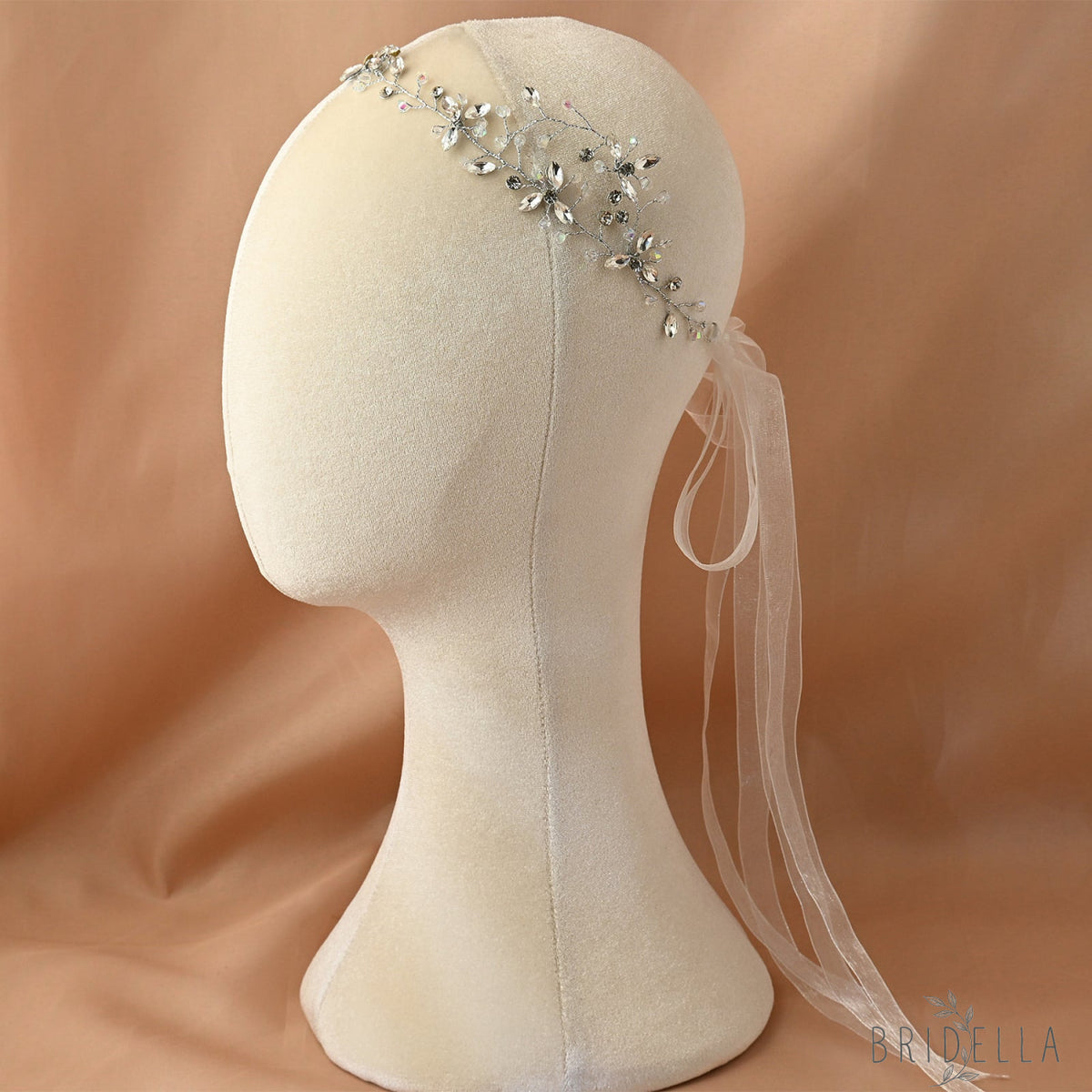 Silver Rhinestone & Crystal Vine Bridal Headband - Bridella BHP142 - Silvery - HEADWEAR