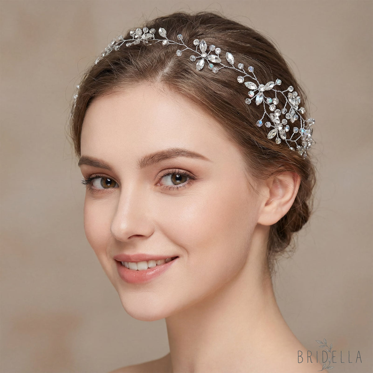 Silver Rhinestone & Crystal Vine Bridal Headband - Bridella BHP142 - Silvery - HEADWEAR