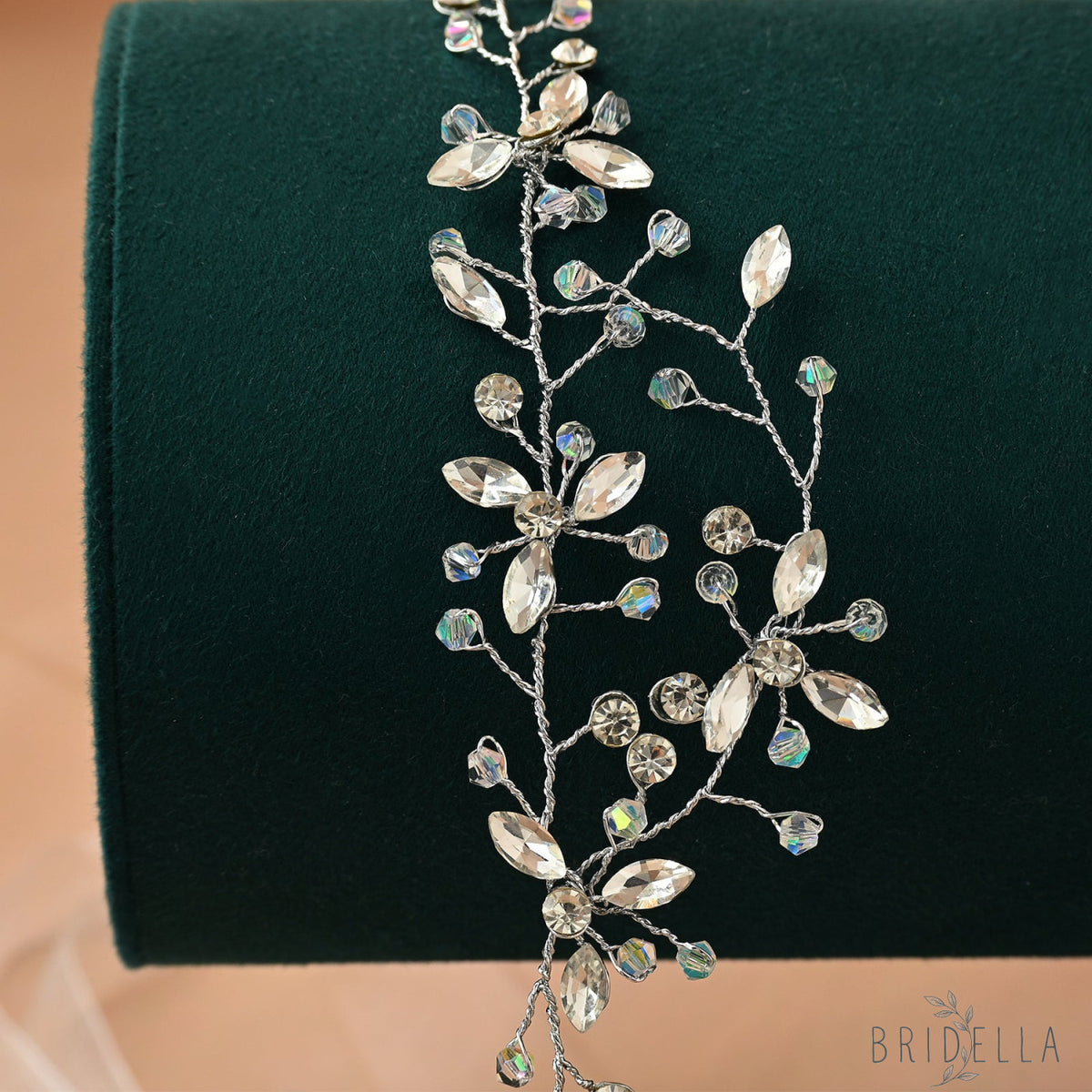 Silver Rhinestone & Crystal Vine Bridal Headband - Bridella BHP142 - Silvery - HEADWEAR