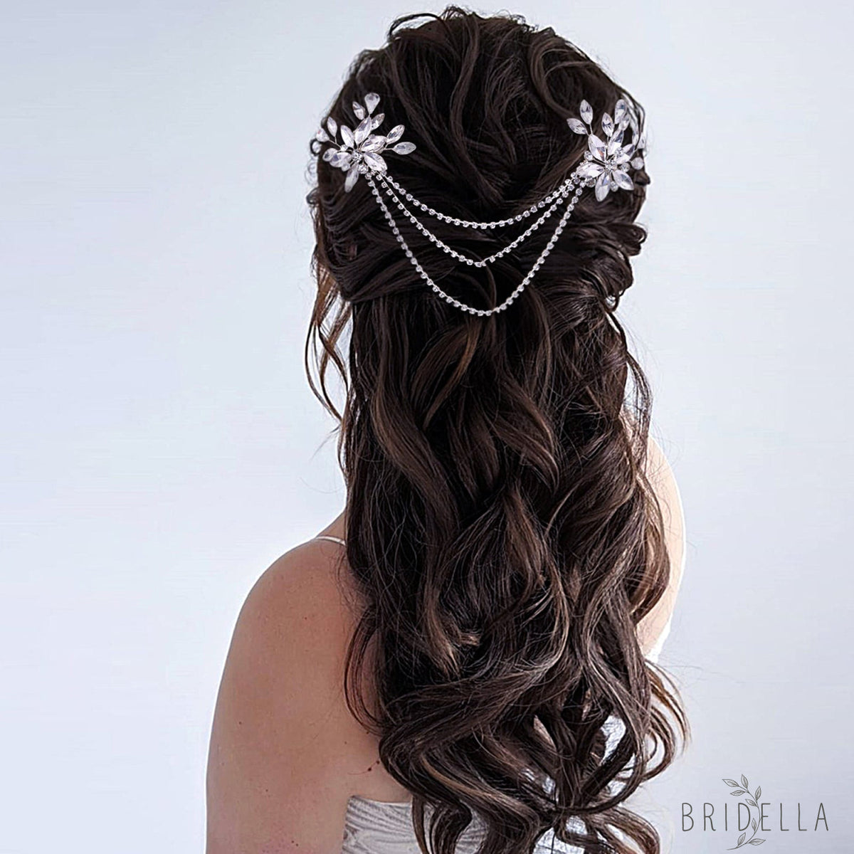 BHP140-S silver rhinestone hair comb