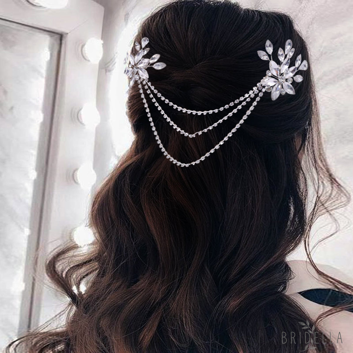 BHP140-S silver rhinestone hair comb