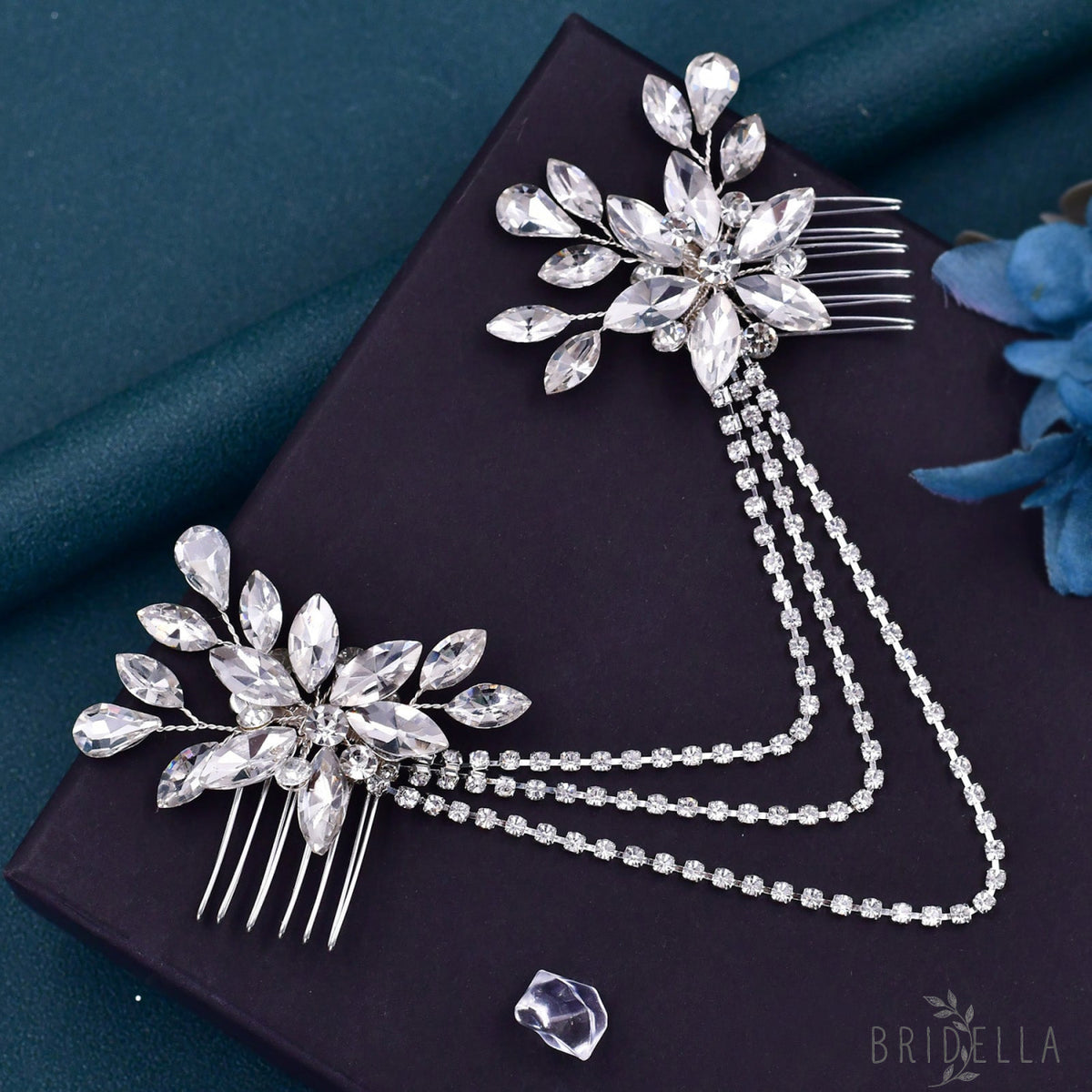 BHP140-S silver rhinestone hair comb