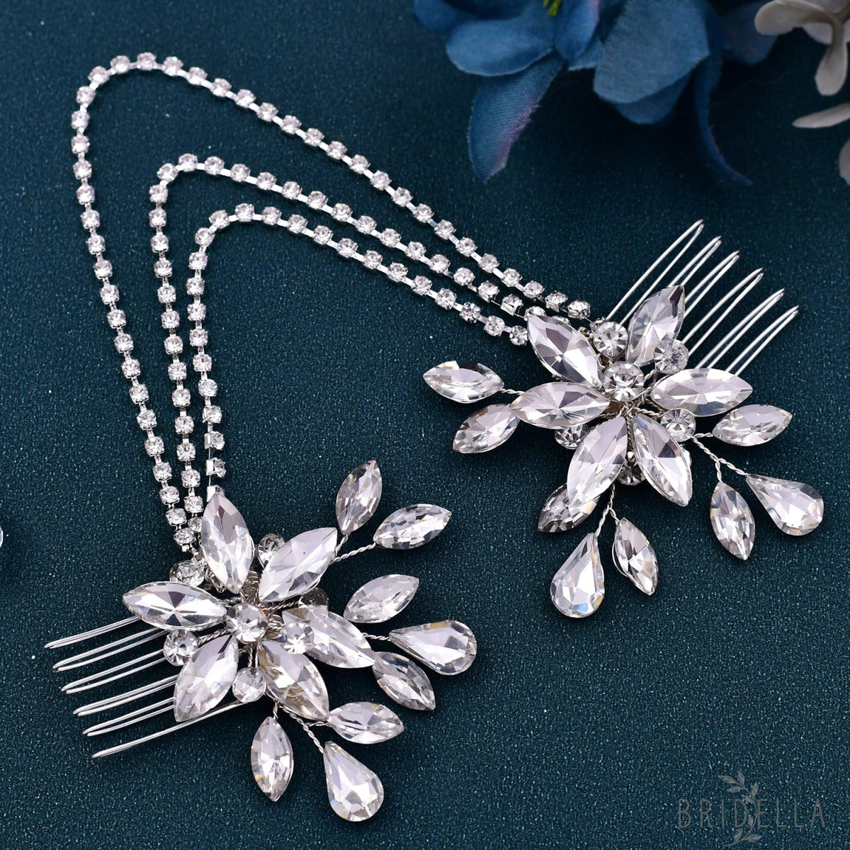 BHP140-S silver rhinestone hair comb