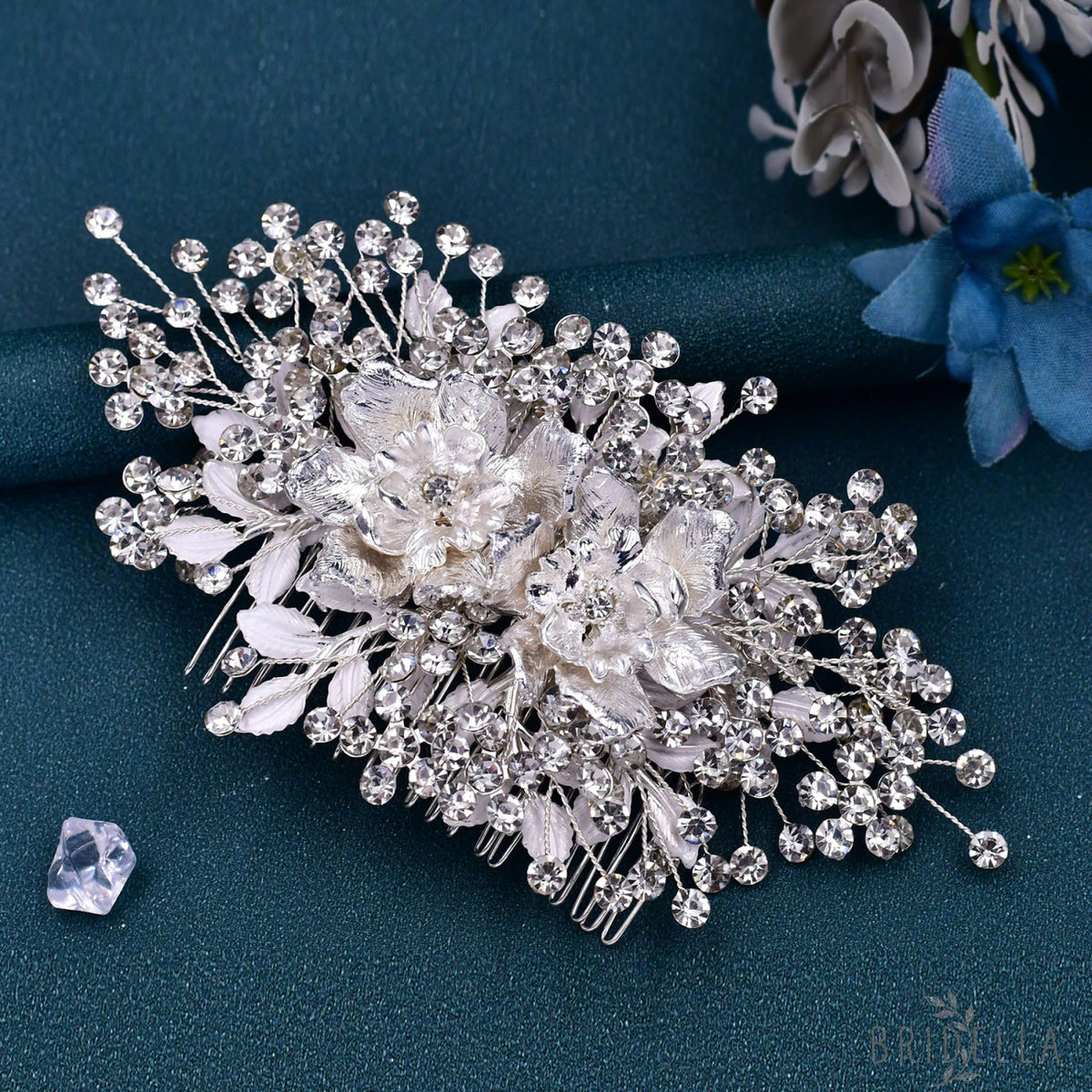 BHP352-Comb silver rhinestone hair comb