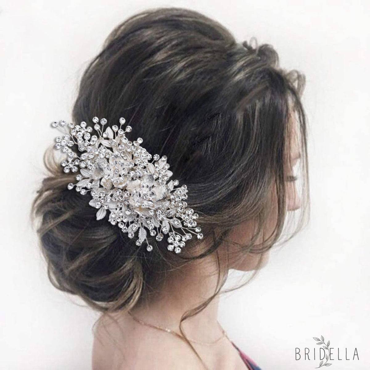 BHP352-Comb silver rhinestone hair comb