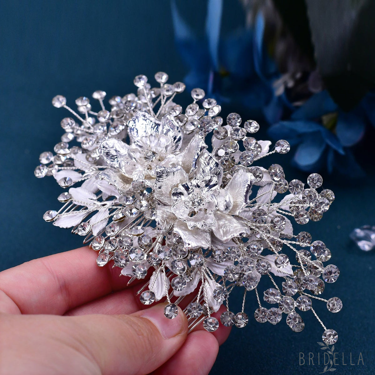BHP352-Comb silver rhinestone hair comb