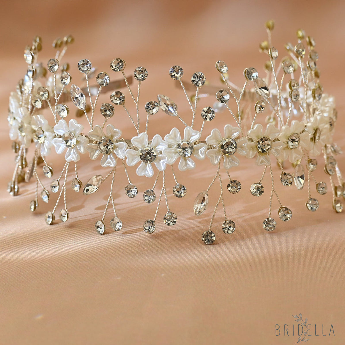 Silver Rhinestone Flower Bridal Headband Wedding - Bridella BHP543-S - Silvery - HEADWEAR