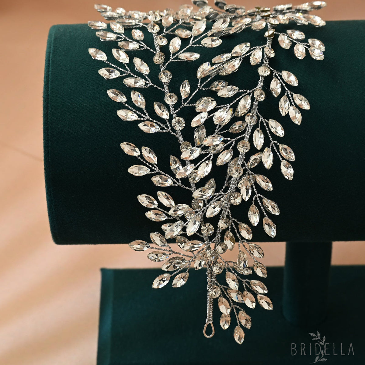 Silver Rhinestone Leaf Bridal Crown Headpiece - Bridella BHP308-S - Silvery - HEADWEAR