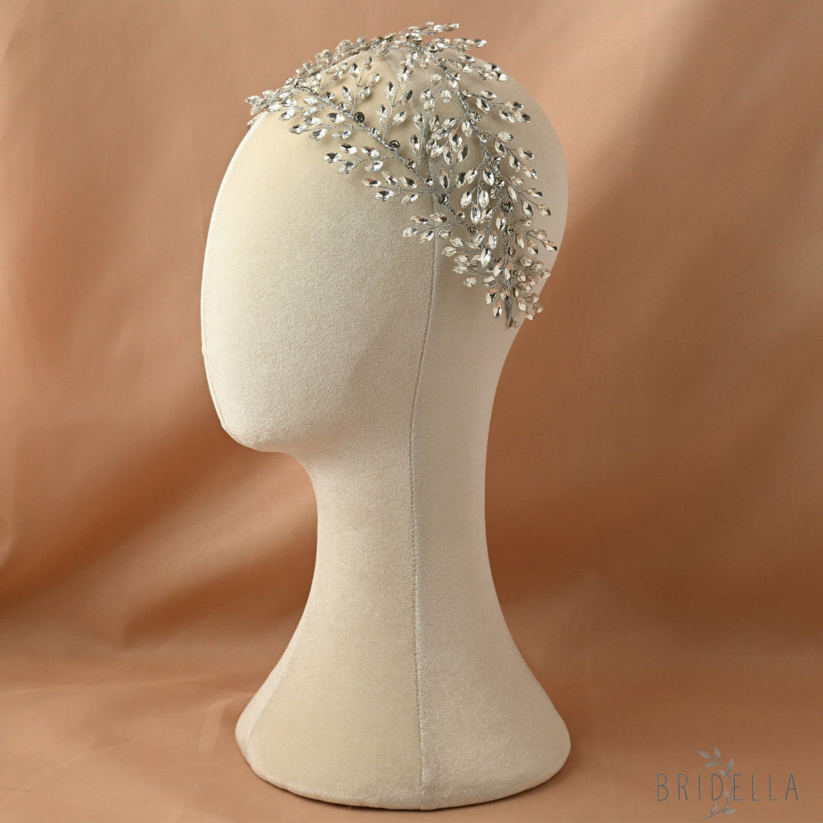 Silver Rhinestone Leaf Bridal Crown Headpiece - Bridella BHP308-S - Silvery - HEADWEAR