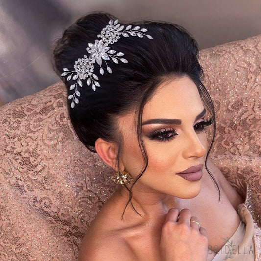 BHP77-S silver rhinestone hair comb