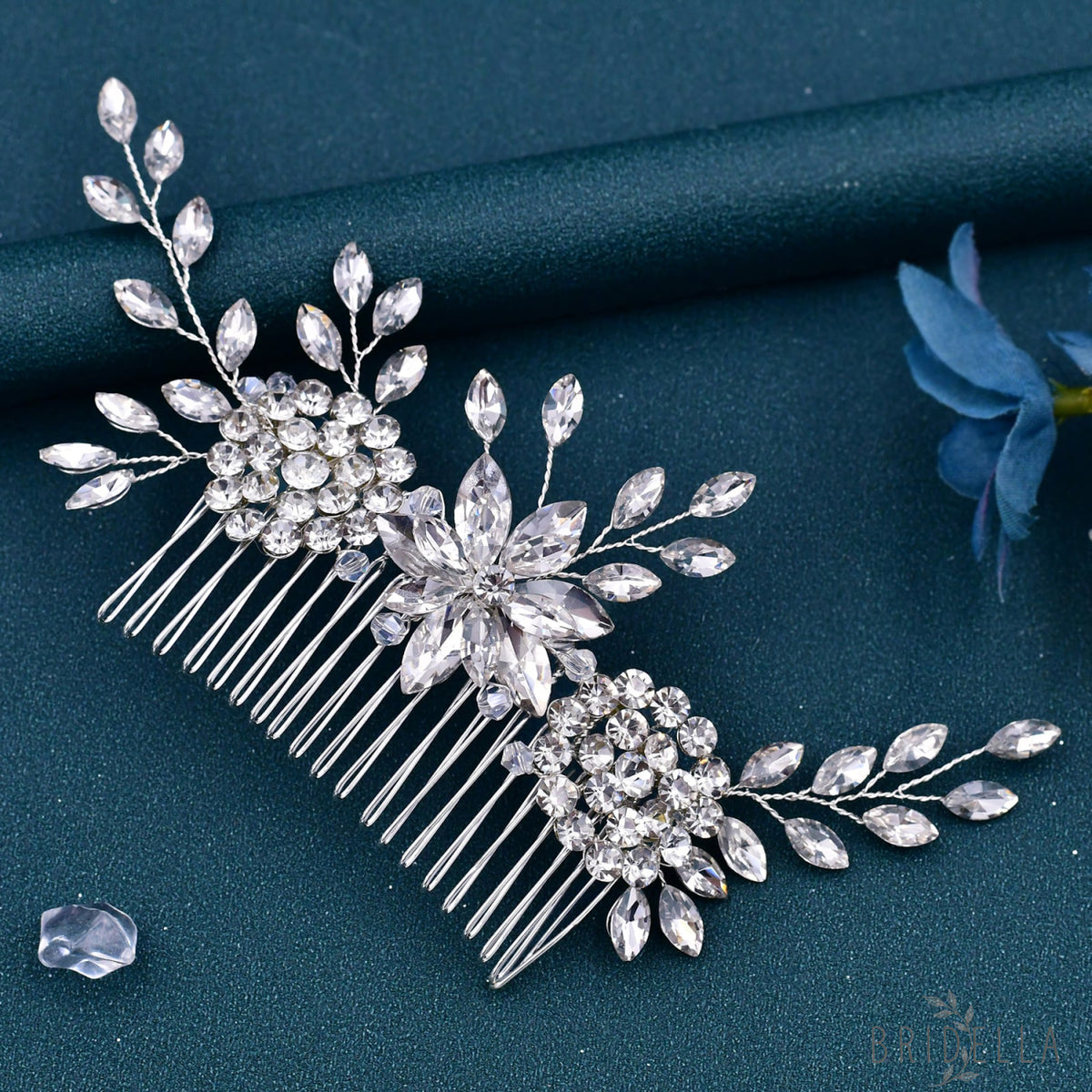 BHP77-S silver rhinestone hair comb