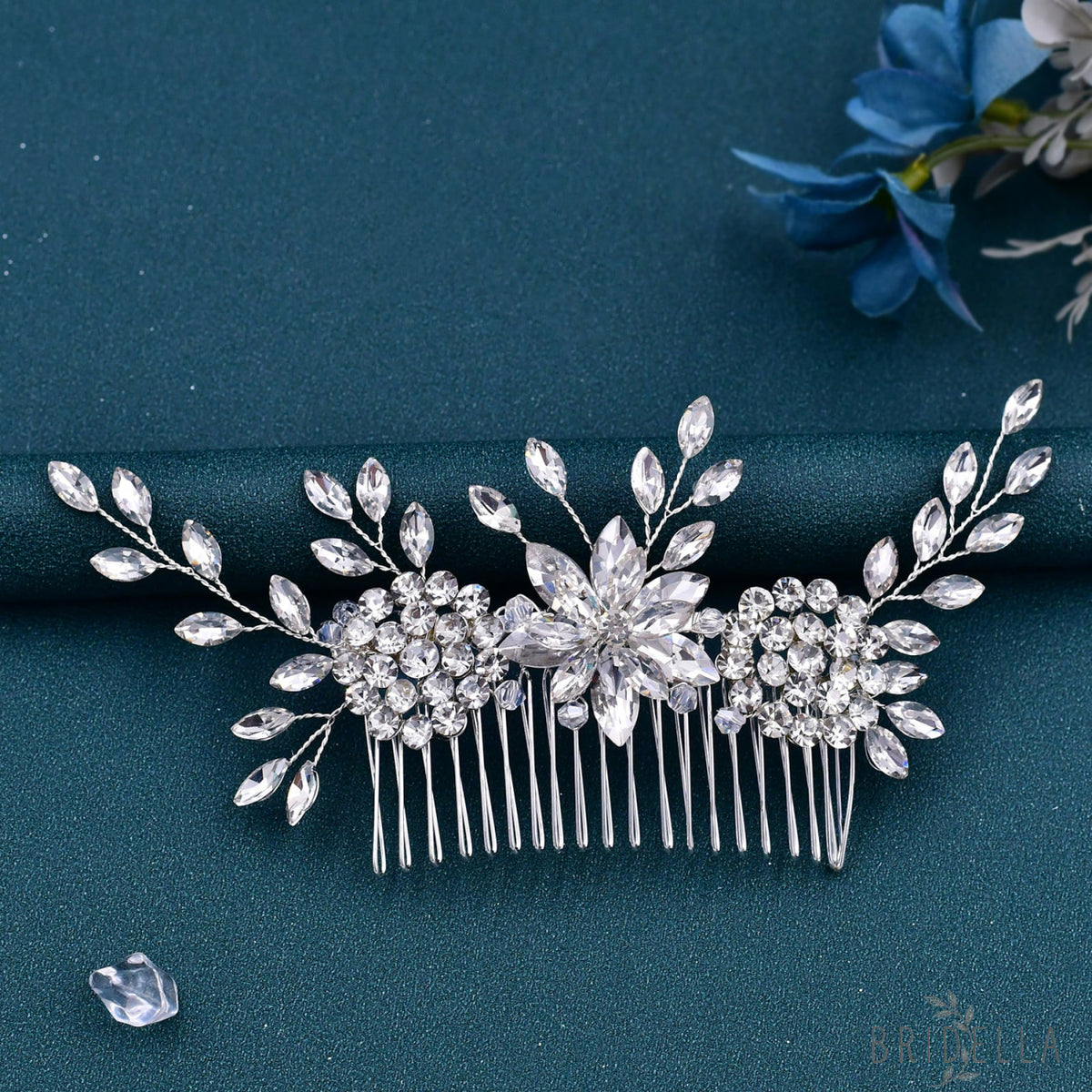 BHP77-S silver rhinestone hair comb