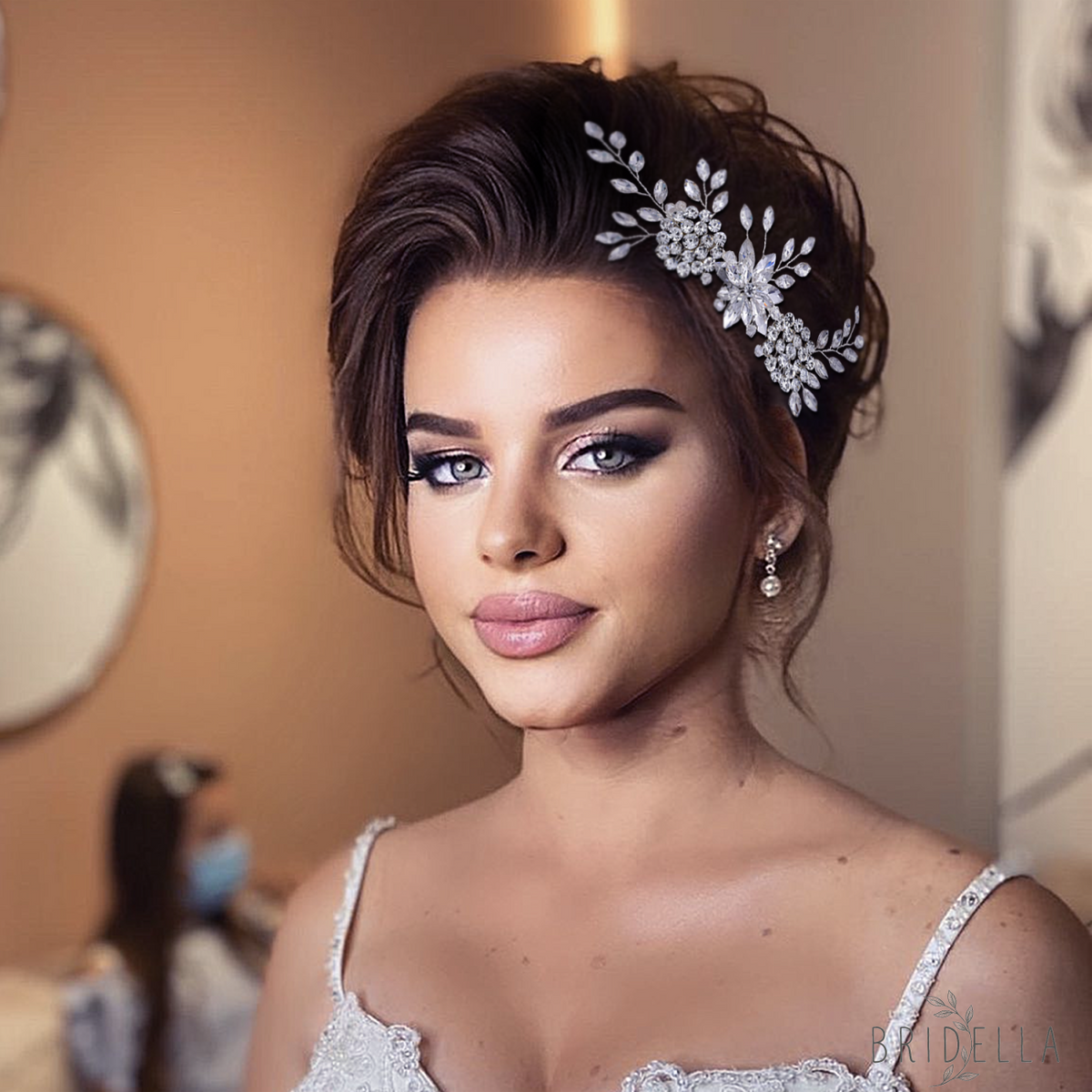 BHP77-S silver rhinestone hair comb