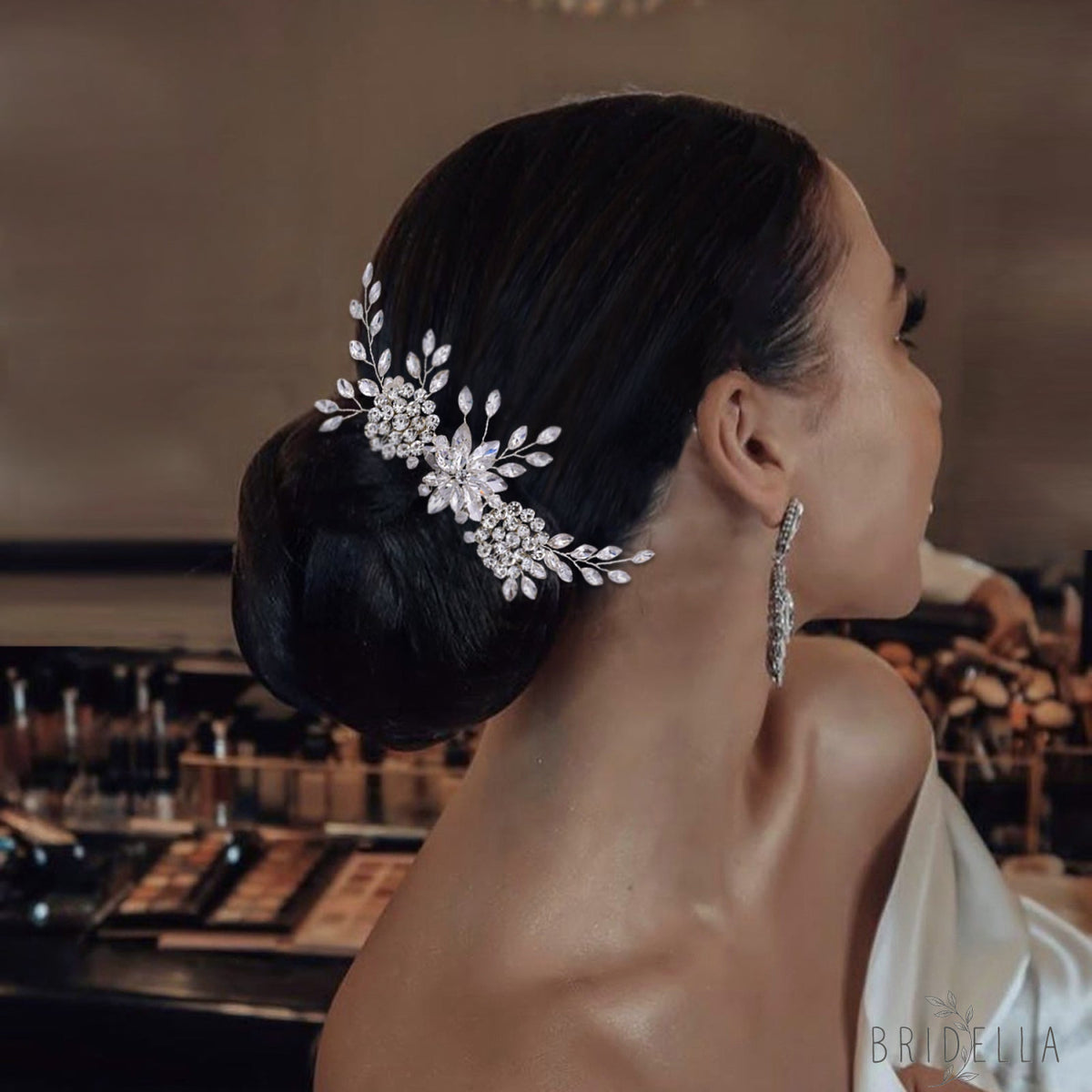 BHP77-S silver rhinestone hair comb