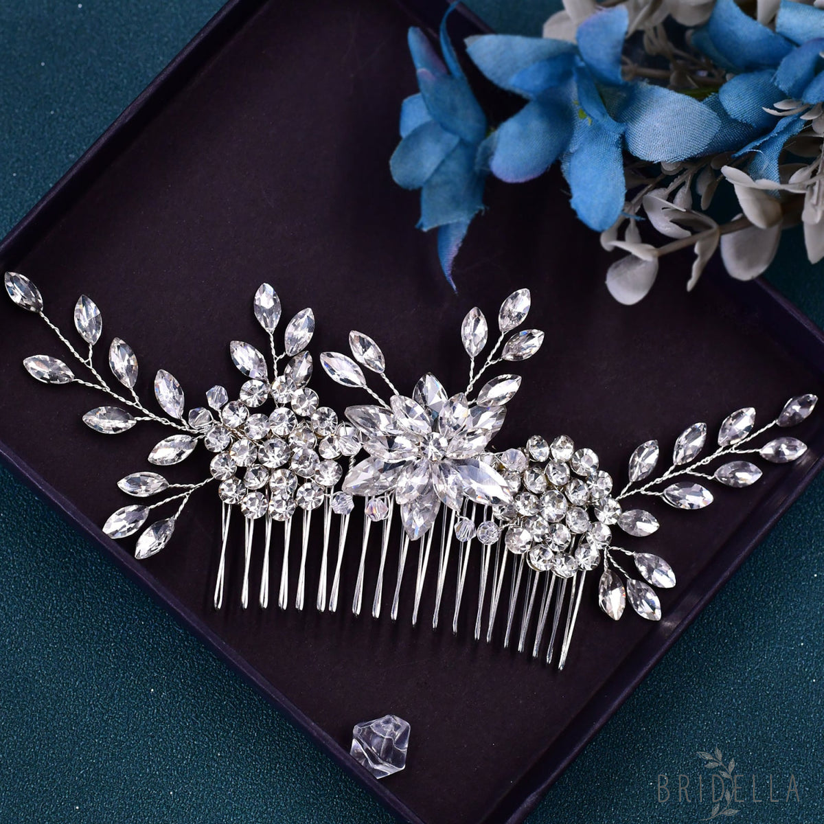 BHP77-S silver rhinestone hair comb