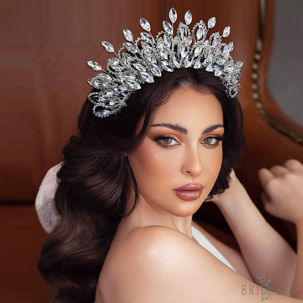 BHP616-S silver rhinestone crown
