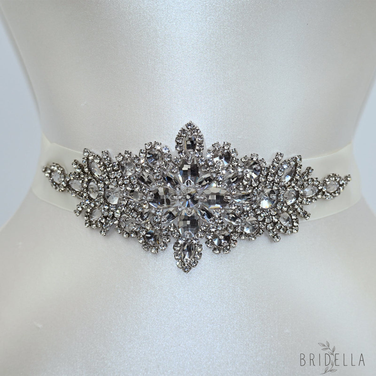 Silver Rhinestone & Pearl Belt - White - Belts
